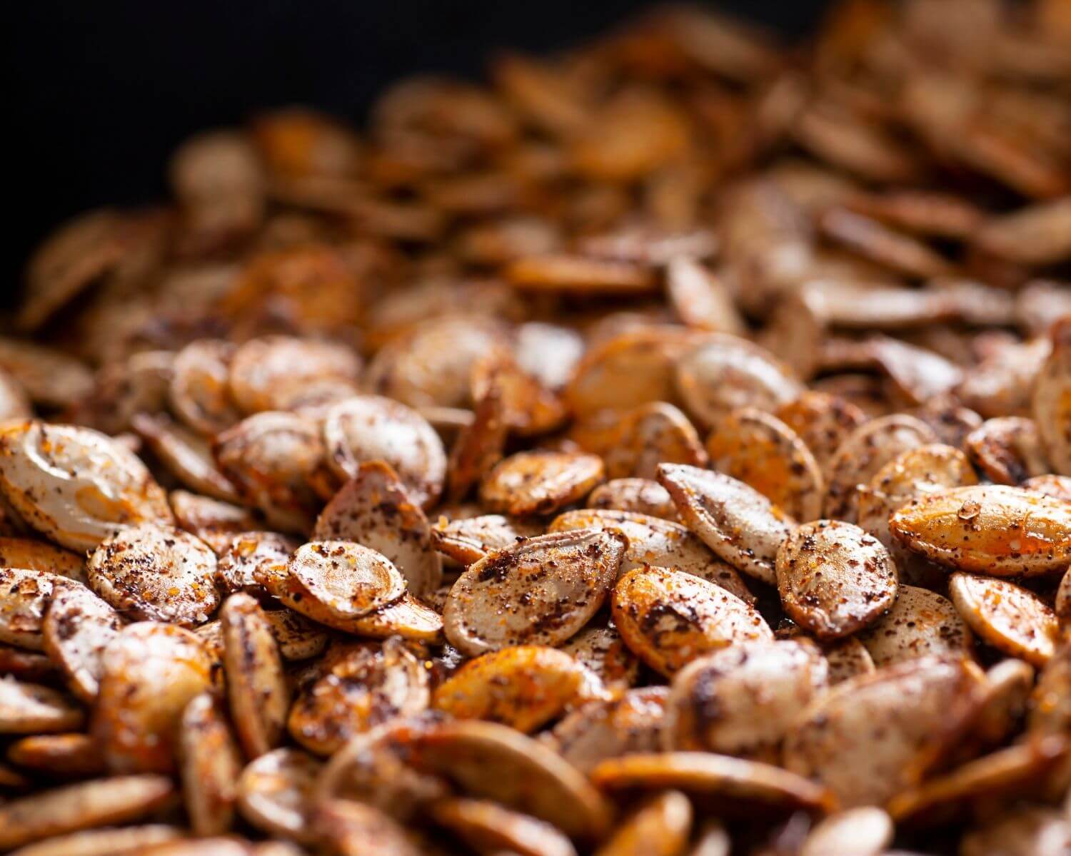 Seasoned roasted pumpkin seeds with cinnamon and sugar