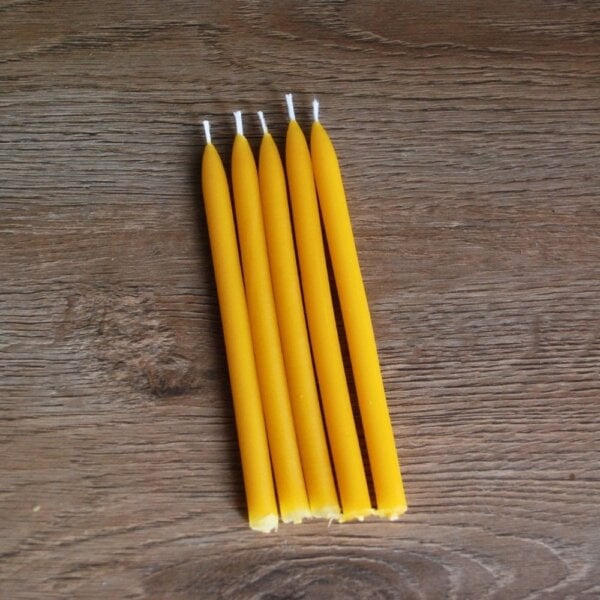 5 beeswax birthday candles on a nice background