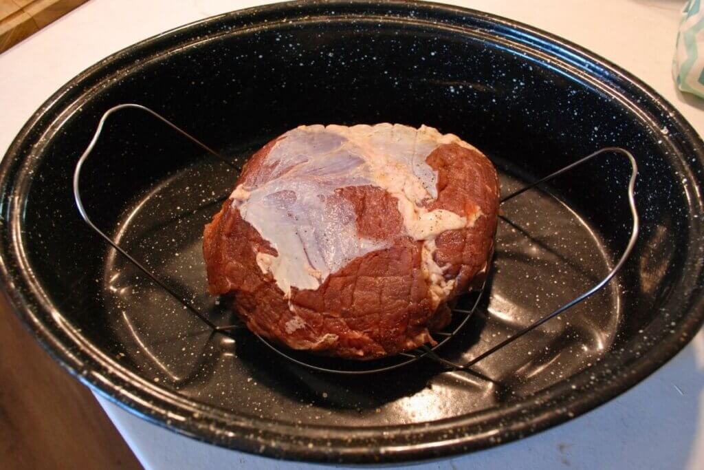 Raw sirloin tip roast before curing for homemade deli meat