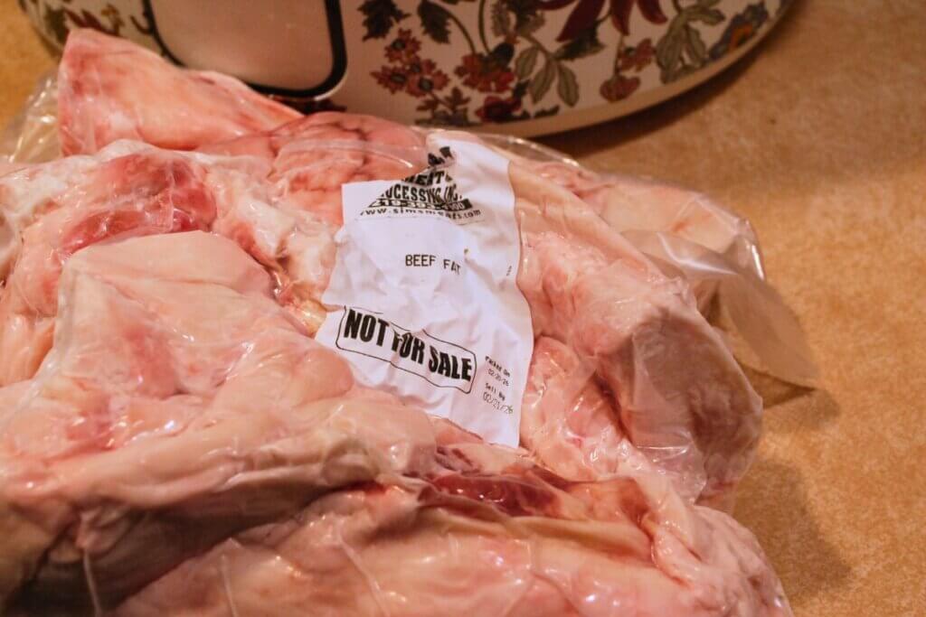 Raw beef fat used to make homemade tallow