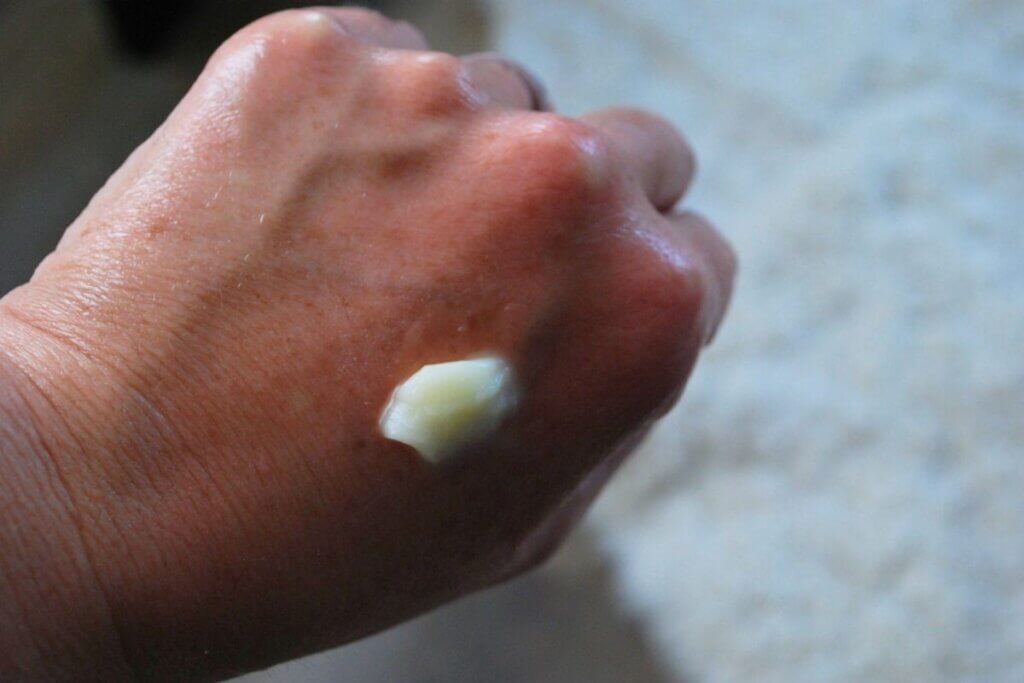 Beef tallow lotion applied to skin