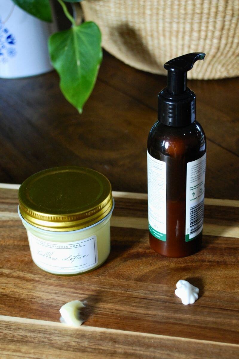 Homemade beef tallow lotion compared to store bought lotion