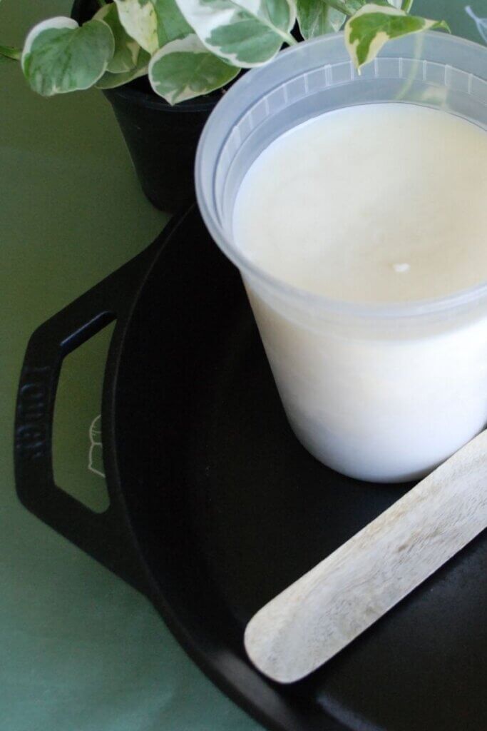 Freshly rendered beef tallow ready for homemade skincare