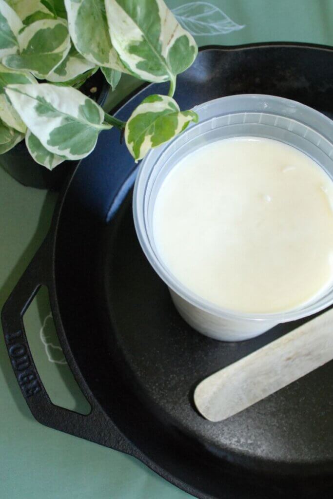 Homemade beef tallow lotion used as a natural deep conditioning hair